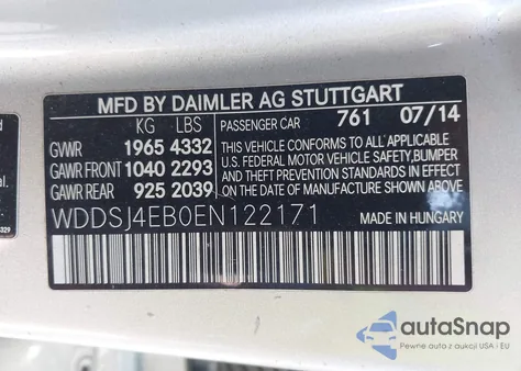 2014 Mercedes-Benz Cla 250 из США, поврежденный, VIN WDDSJ4EB0EN122171